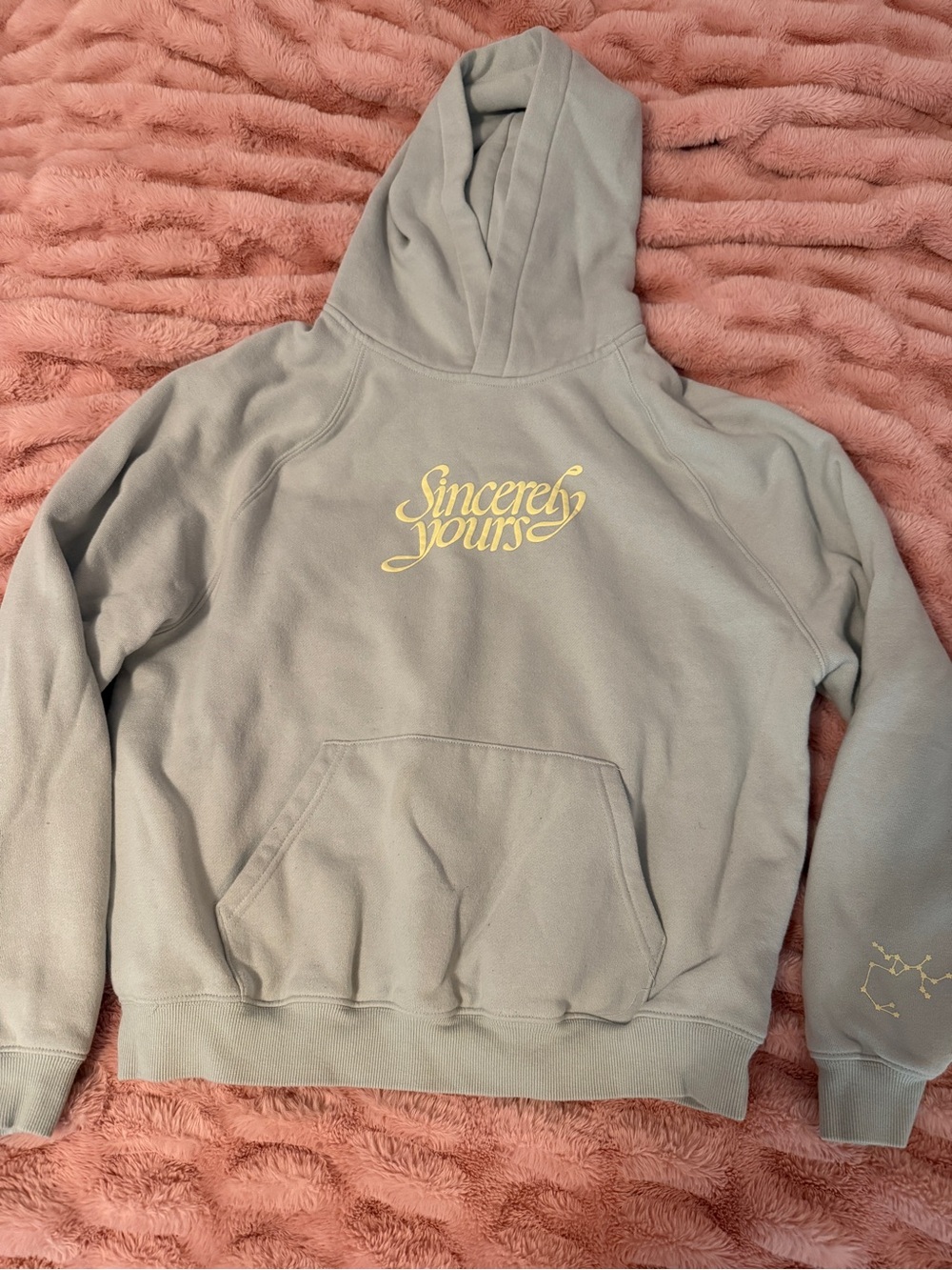 Cherish Sage Green Hoodie with Gold Script